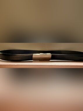 Prada black leather belt with silver buckle